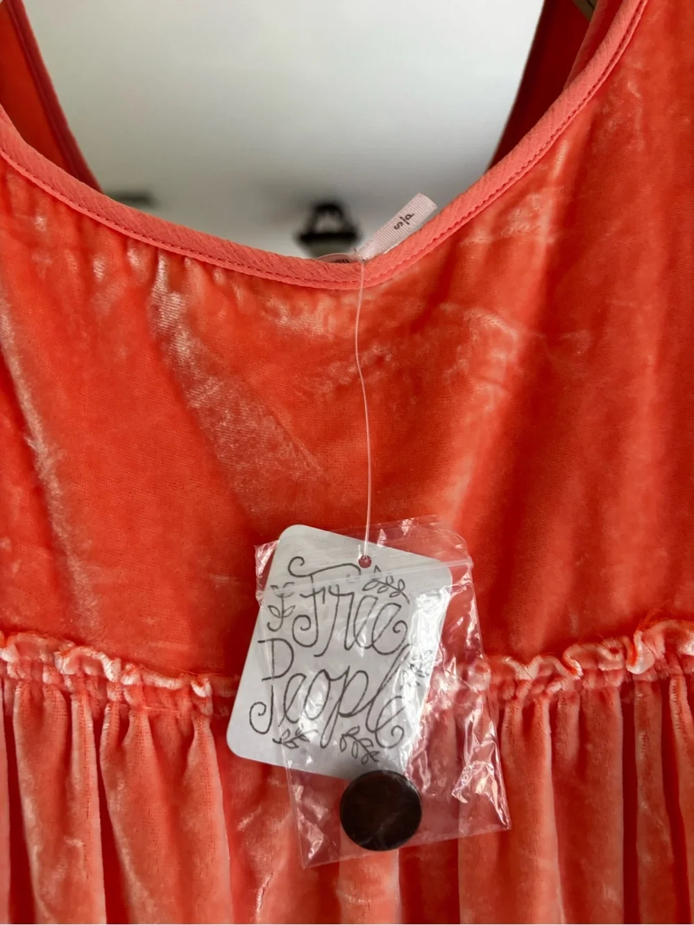 NWT Free People Velvet Tiered Maxi Dress Coral Peach Sleeveless Boho Sz Small